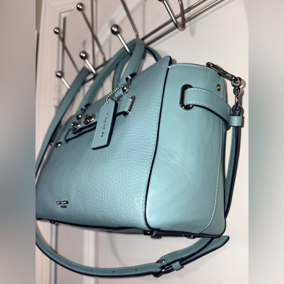 Coach Blake 25 Crossbody Satchel Pool Blue Pebbled Leather F55665 -Swagger Style - Picture 14 of 15